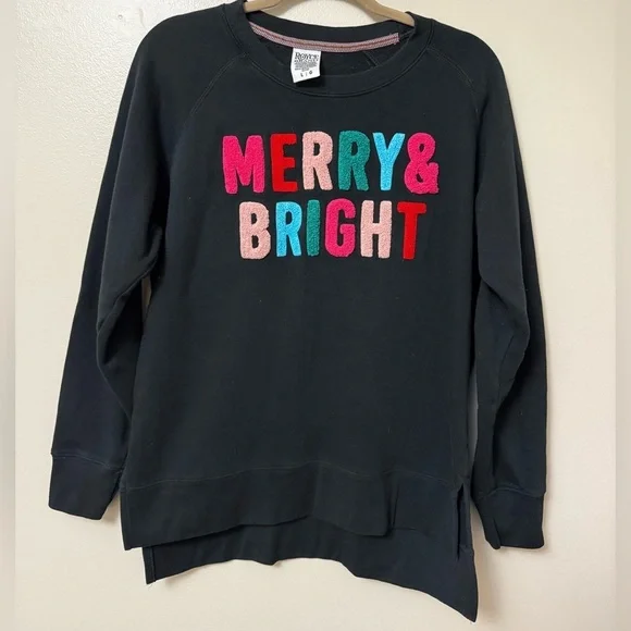 Merry & Bright Chenille Multi Color Applique Cozy Fleece - Picture 1 of 6